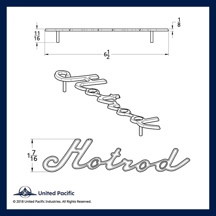 Chrome Hotrod Script Emblem With Mounting Studs