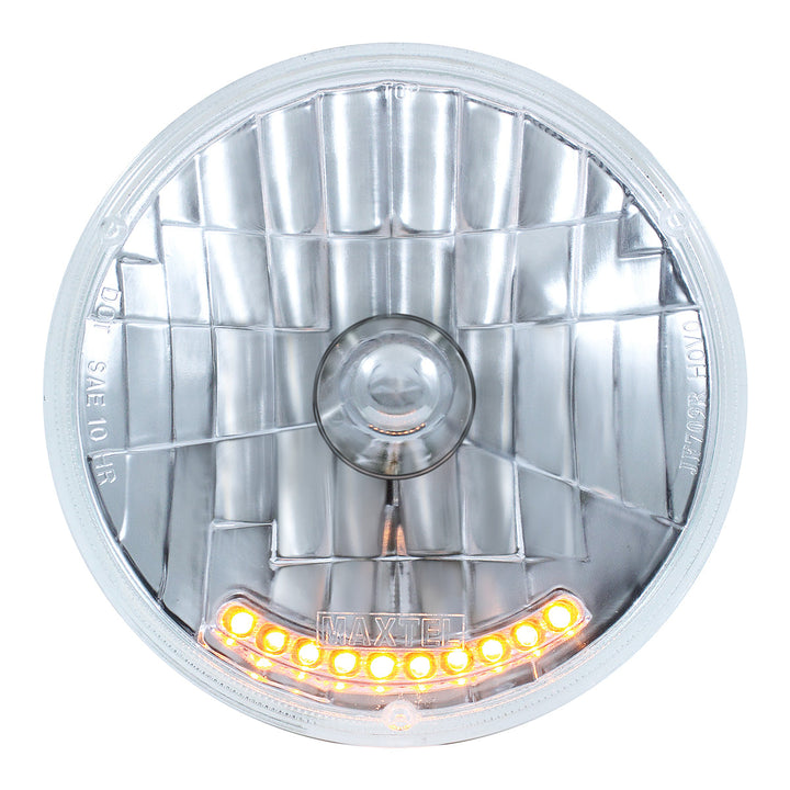 7" Crystal Headlight With 10 Amber LED Position Lights