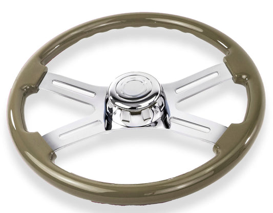 18'' BRONZE WOOD STEERING WHEEL WITH 4 CHROME SPOKES