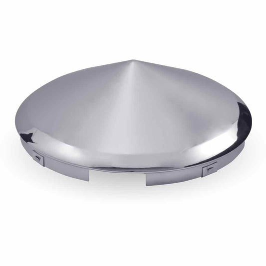 TRUX Chrome Metal Pointed Front Hubcap with 6 Universal Notches (Replaces 4
