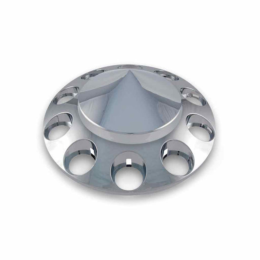 TRUX Chrome Plastic ABS Front Hub Cover with Removeable Pointed Hubcap & 10 Holes for Nut Cover of Choice