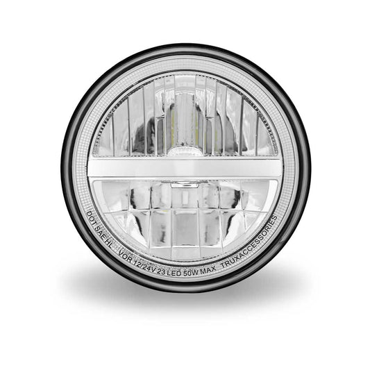 TRUX 7” Round Combination Low and High Beam LED Reflector Headlight (Chrome)