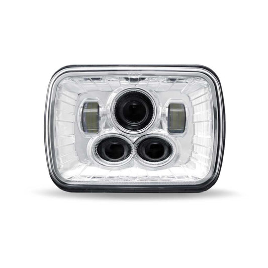 TRUX 5” x 7" Blue Backlit LED Projector Headlight Combination Low and High beam (Chrome)