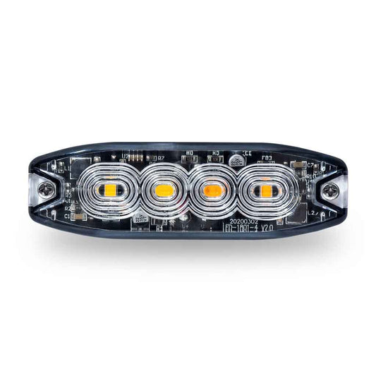TRUX Amber/White LED Class 1 Low Profile Warning Strobe with 36 Flash Patterns (4 Diodes)