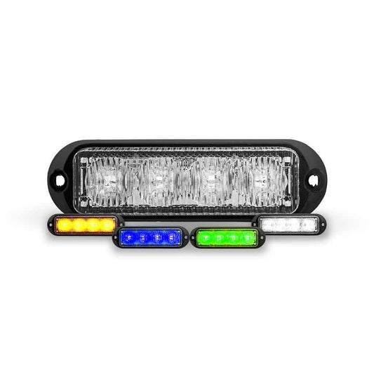 TRUX 4 Color LED Class 1 Low Profile Warning Strobe with 36 Flash Patterns (4 Diodes) - Amber, White, Green & Blue