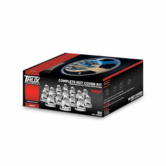 TRUX Chrome Plastic 33mm Nut Cover with Flange - Case of 60