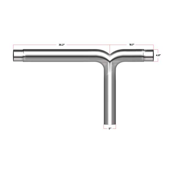 TRUX 5" Diameter Y Pipe, Galvanized Steel - Fits the Trux Elbows TEL55-PET, TEL65-PET, TEL75-PET, TEL-65, TEL-75, TEL-85, TEL-105