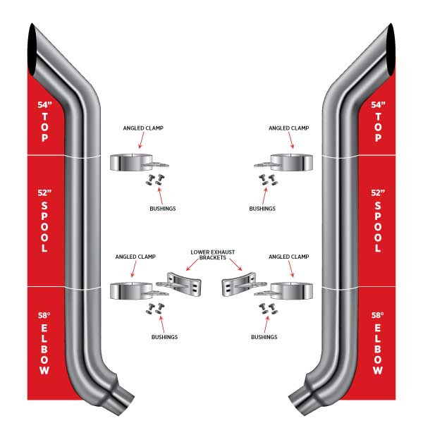 TRUX 54" Bullhorn Top Stacks