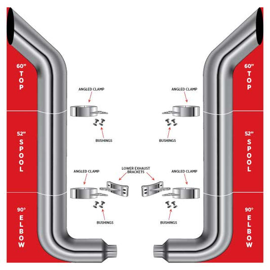 TRUX 60" Bullhorn Stack, 52" Spool & 8"-5" Elbow