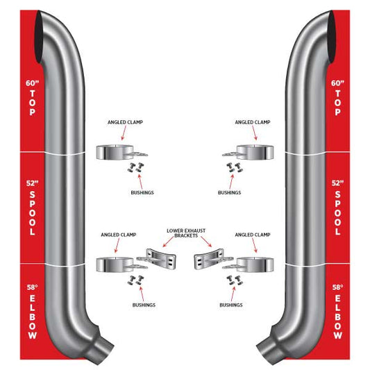 TRUX 60" Curved Stack, 52" Spool & 8"-5" 58° Elbow