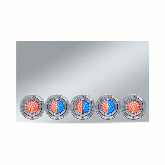 TRUX 20" Drop Stainless Steel Center Panel with 5 x 4" Dual Revolution Watermelon LEDs (Red/Blue)