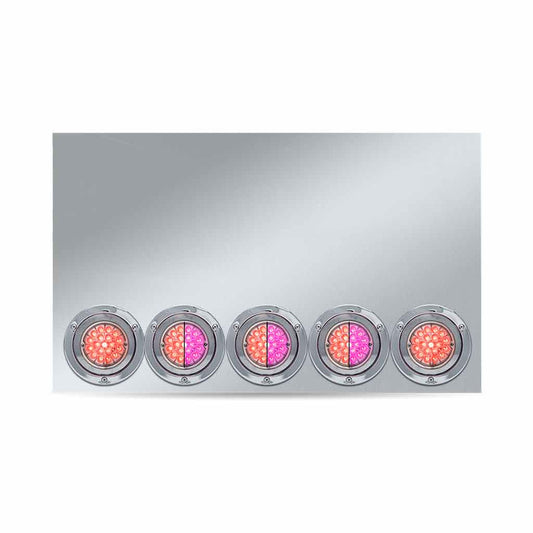 TRUX 20" Drop Stainless Steel Center Panel with 5 x 4" Dual Revolution Watermelon LEDs (Red/Pink)