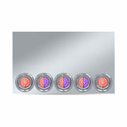TRUX 20" Drop Stainless Steel Center Panel with 5 x 4" Dual Revolution Watermelon LEDs (Red/Purplee)