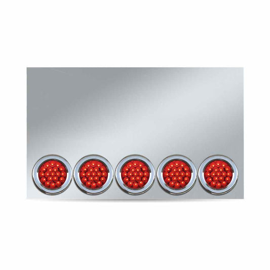 TRUX 20" Drop Stainless Steel Center Panel with 5 x 4" LEDs & Bezels