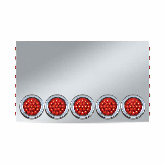 TRUX 20" Drop Stainless Steel Center Panel with 5 x 4" & 16 Button LEDs & Bezels