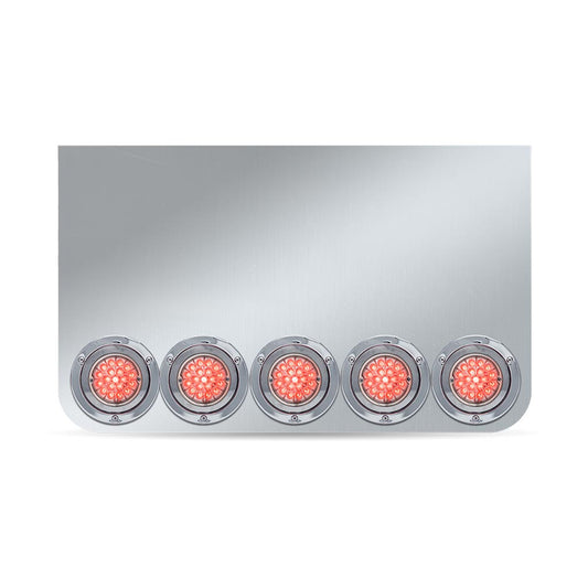 TRUX 20" Drop Stainless Steel Center Panel with Rounded Bottom & 5 & 3 Clear Watermelon LEDs & Bezels