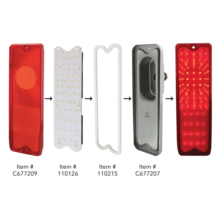 61 Red LED Retrofit Tail Light Insert For 1967-1972 Chevrolet &amp; GMC Suburban/Fleetside - View 6