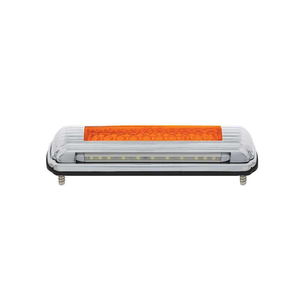 Chrome License Plate Light With Amber LED Auxiliary Light - Amber LED/Amber Lens - View 2