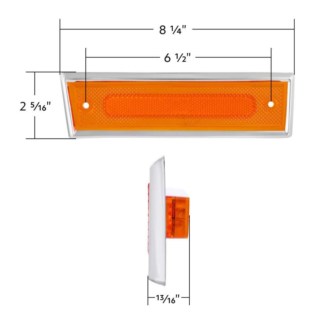 8 Amber LED Dual Function Side Marker With SS Trim For 1981-1987 Chevrolet &amp; GMC Truck - L/H - View 10