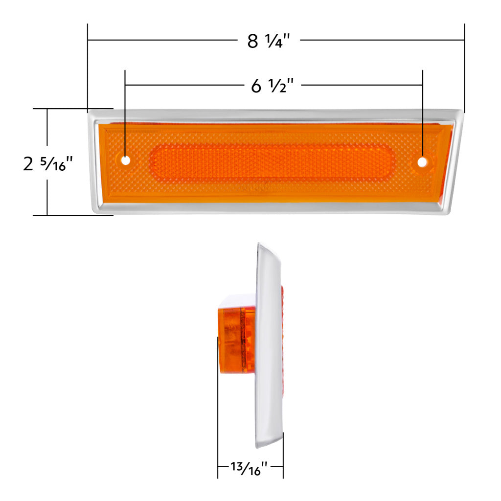 8 Amber LED Dual Function Side Marker With SS Trim For 1981-1987 Chevrolet &amp; GMC Truck - R/H - View 10
