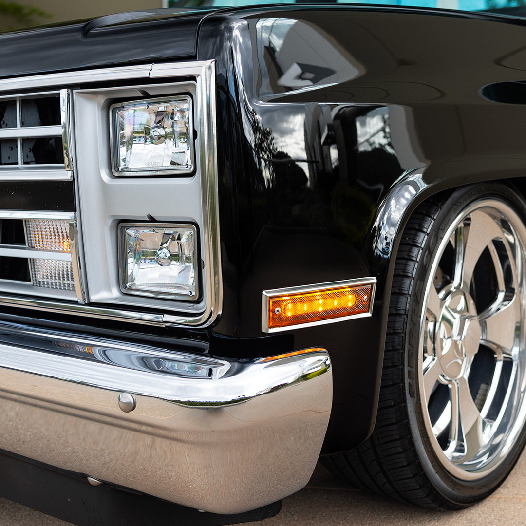 8 Amber LED Dual Function Side Marker With SS Trim For 1981-1987 Chevrolet &amp; GMC Truck - R/H - View 12