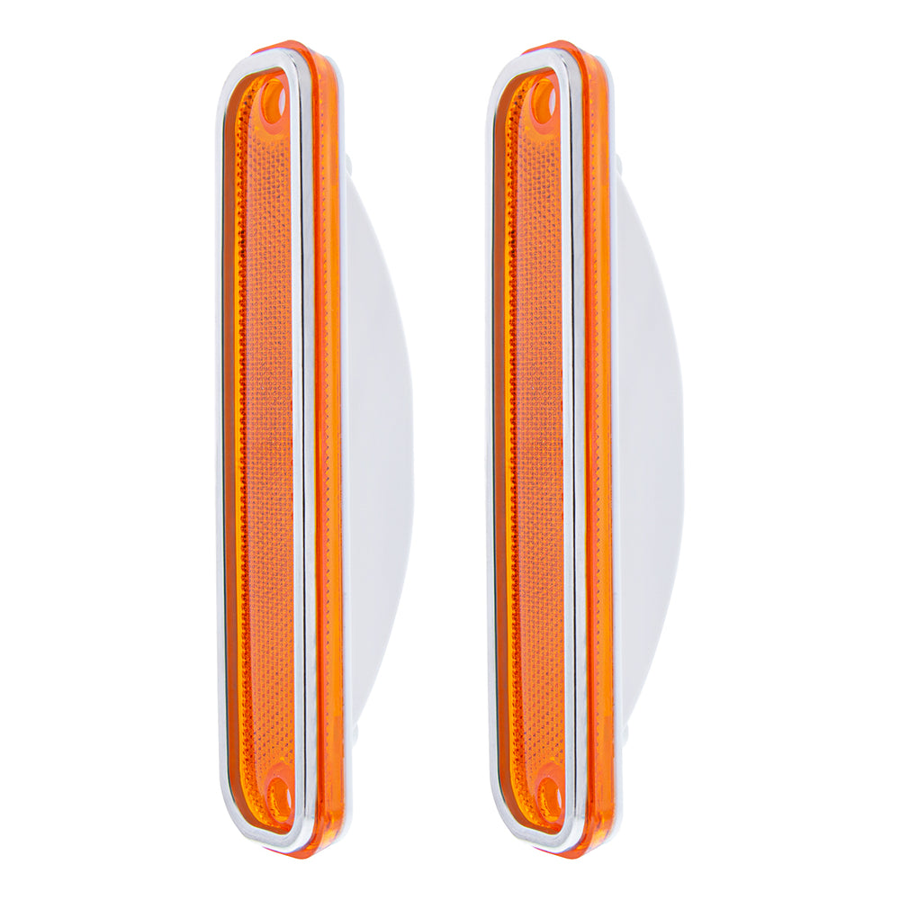 Side Marker Light With Stainless Steel Trim For 1973-80 Chevy Truck, Amber Lens (Box of 2) - View 2
