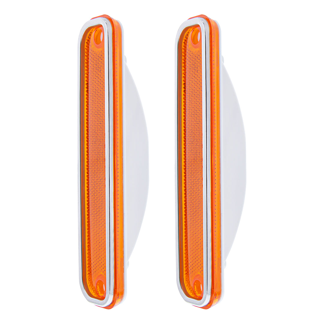 Side Marker Light With Stainless Steel Trim For 1973-80 Chevy Truck, Amber Lens (Box of 2) - View 2