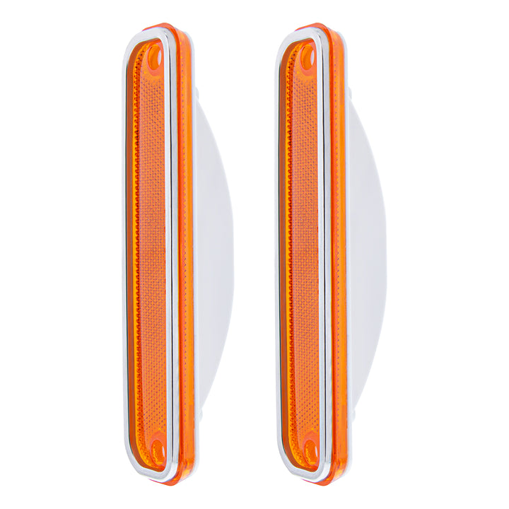 Side Marker Light With Stainless Steel Trim For 1973-80 Chevy Truck, Amber Lens (Box of 2) - View 2