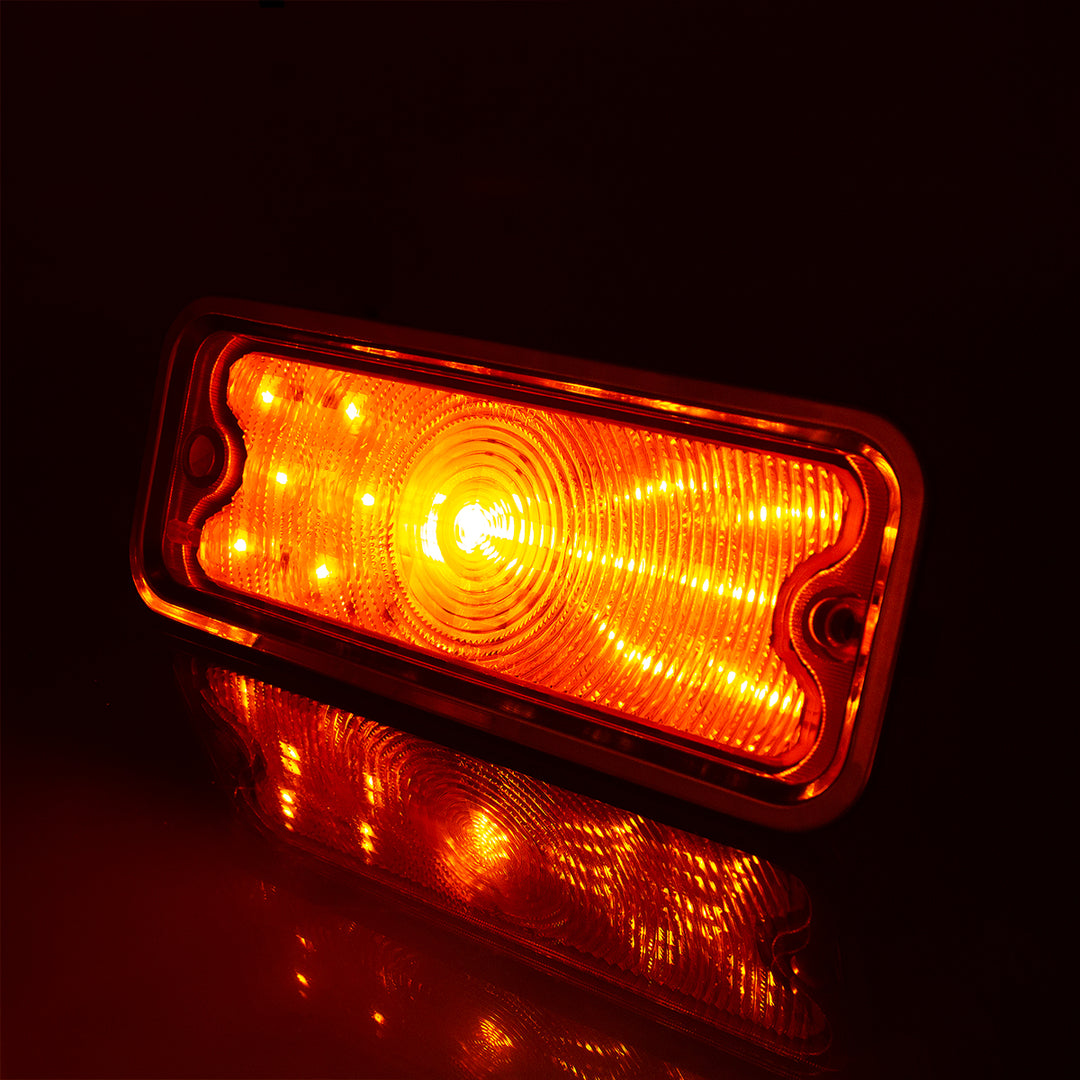 17 Amber LED Front Parking Light With SS Trim For 1973-80 Chevy &amp; GMC Truck, L/H - Amber Lens - View 7