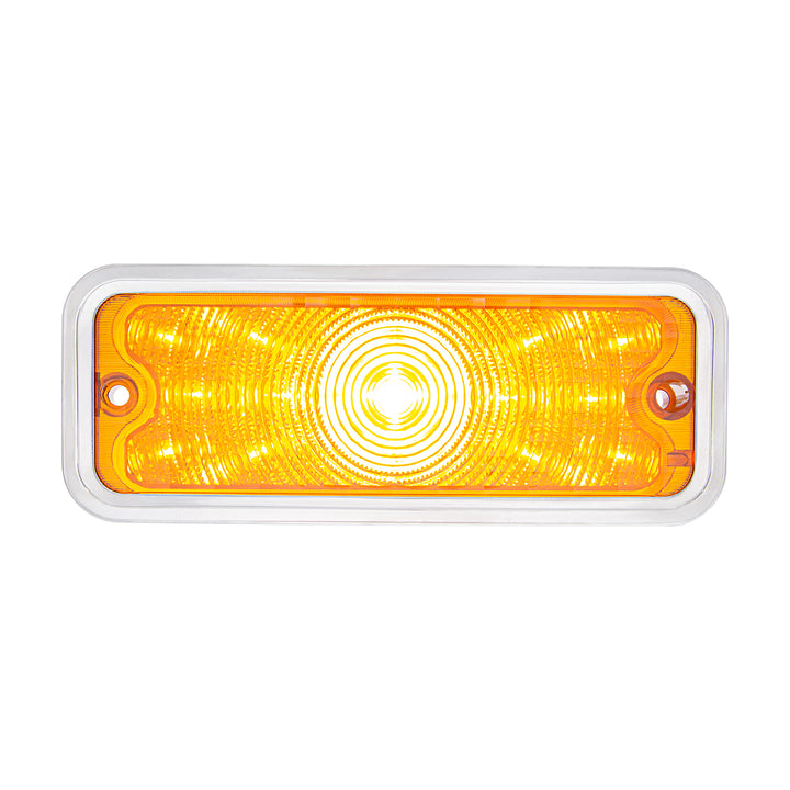 17 Amber LED Front Parking Light With SS Trim For 1973-80 Chevy &amp; GMC Truck, R/H - Amber Lens - View 1
