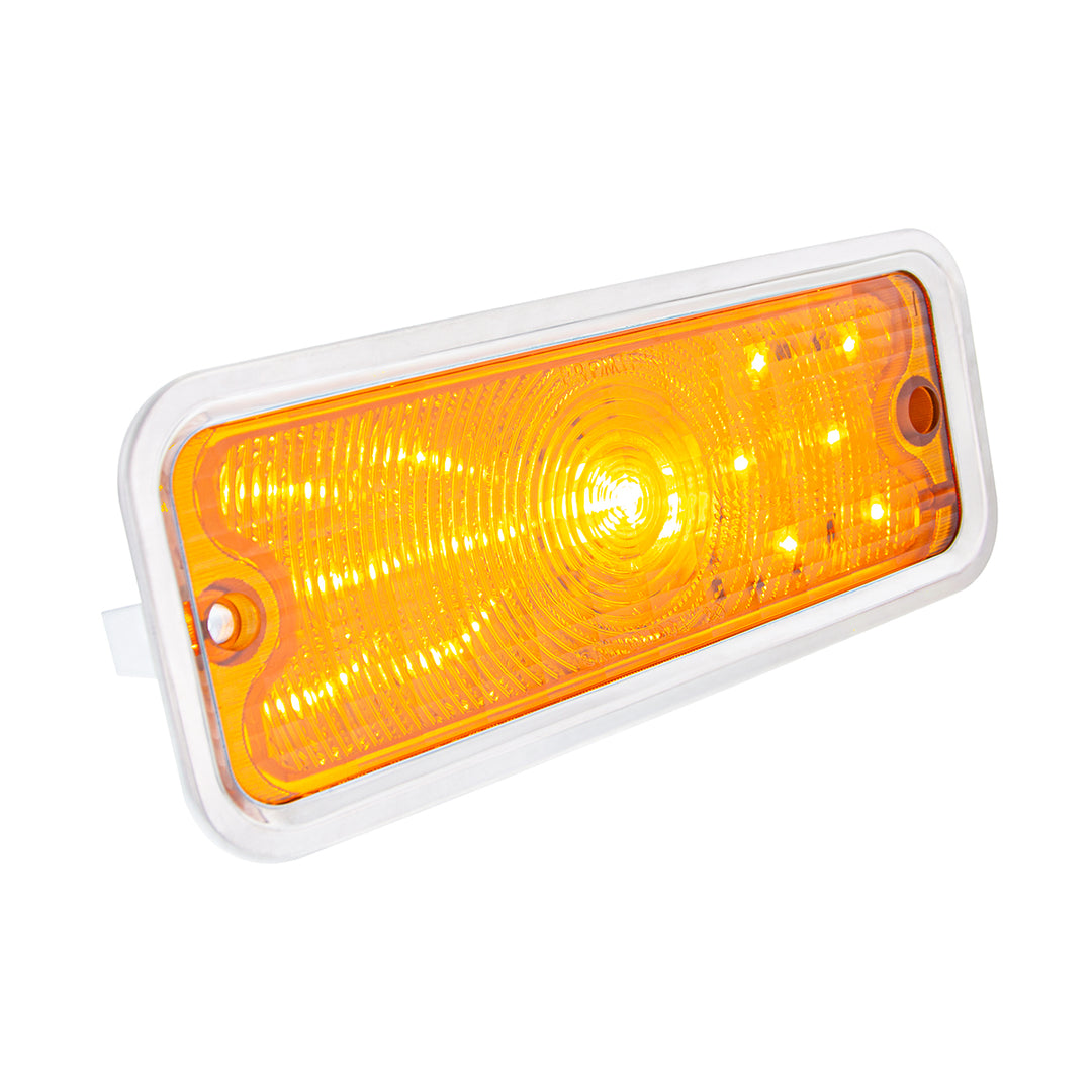 17 Amber LED Front Parking Light With SS Trim For 1973-80 Chevy &amp; GMC Truck, R/H - Amber Lens - View 3