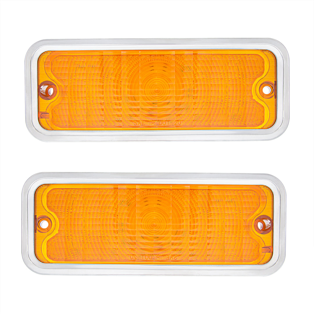 17 Amber LED Front Parking Light Set With SS Trim For 1973-1980 Chevy &amp; GMC Truck-Amber Lens (Pair) - View 2