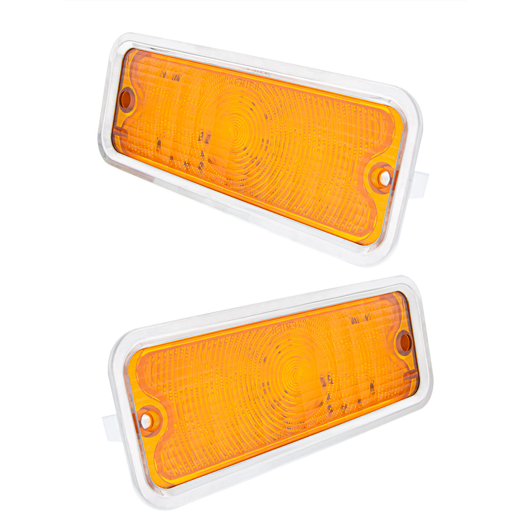 17 Amber LED Front Parking Light Set With SS Trim For 1973-1980 Chevy &amp; GMC Truck-Amber Lens (Pair) - View 4