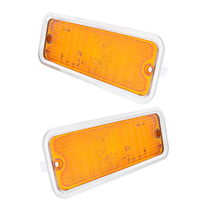 17 Amber LED Front Parking Light Set With SS Trim For 1973-1980 Chevy &amp; GMC Truck-Amber Lens (Pair) - View 4