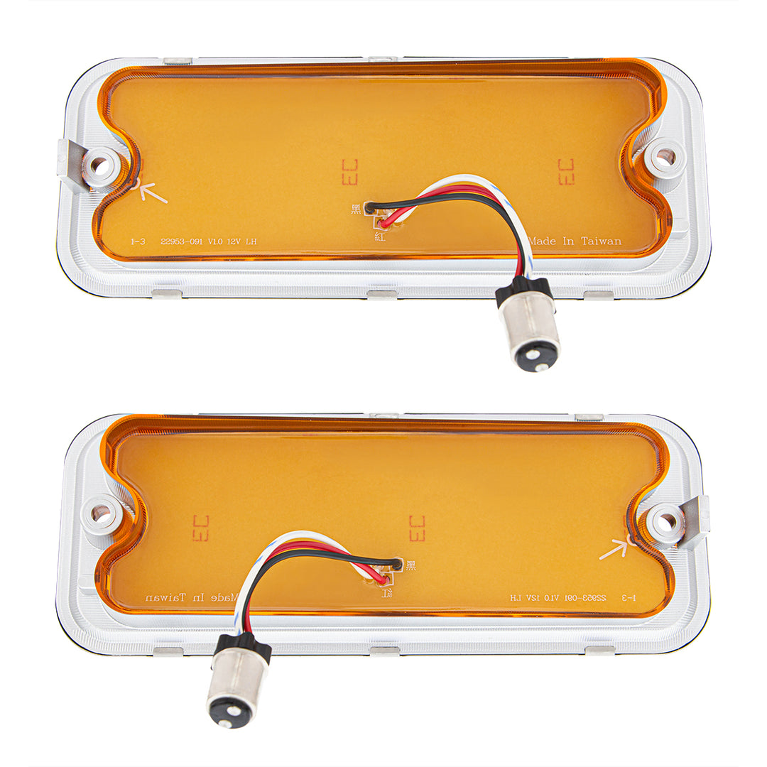 17 Amber LED Front Parking Light Set With SS Trim For 1973-1980 Chevy &amp; GMC Truck-Amber Lens (Pair) - View 5