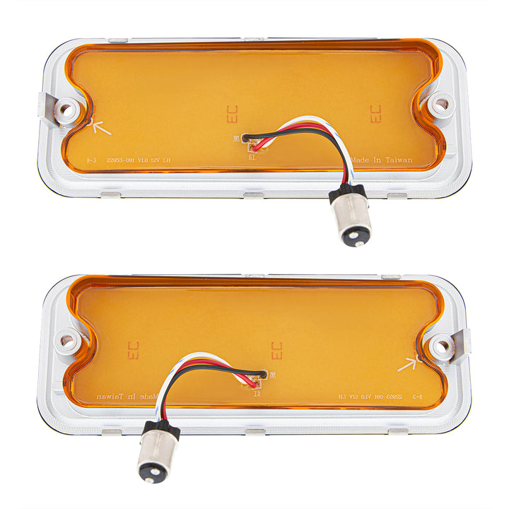 17 Amber LED Front Parking Light Set With SS Trim For 1973-1980 Chevy &amp; GMC Truck-Amber Lens (Pair) - View 5