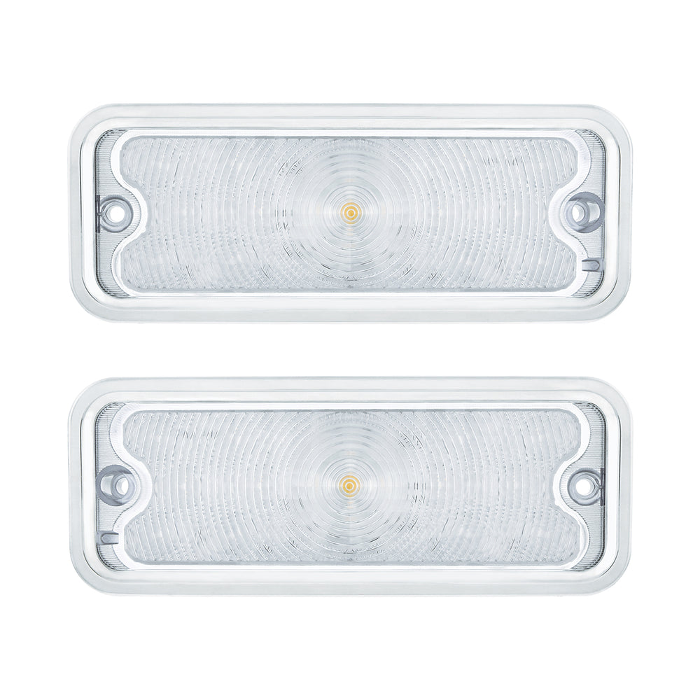 17 Amber LED Front Parking Light Set With SS Trim For 1973-1980 Chevy & GMC Truck-Clear Lens (Pair) - View 2