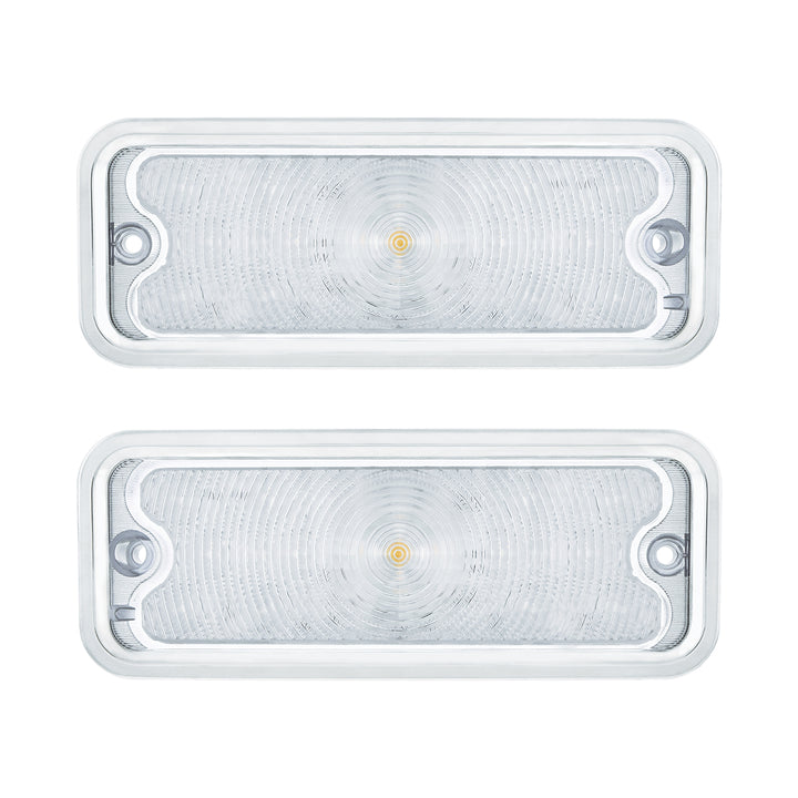 17 Amber LED Front Parking Light Set With SS Trim For 1973-1980 Chevy &amp; GMC Truck-Clear Lens (Pair) - View 2