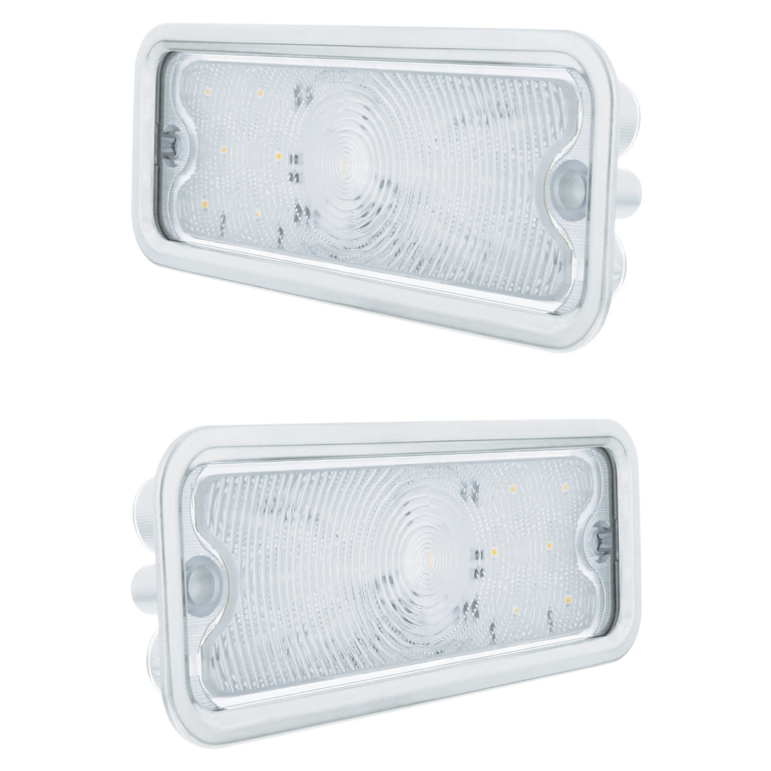 17 Amber LED Front Parking Light Set With SS Trim For 1973-1980 Chevy &amp; GMC Truck-Clear Lens (Pair) - View 4
