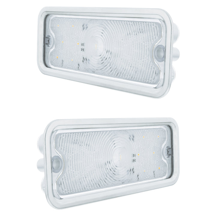 17 Amber LED Front Parking Light Set With SS Trim For 1973-1980 Chevy &amp; GMC Truck-Clear Lens (Pair) - View 4