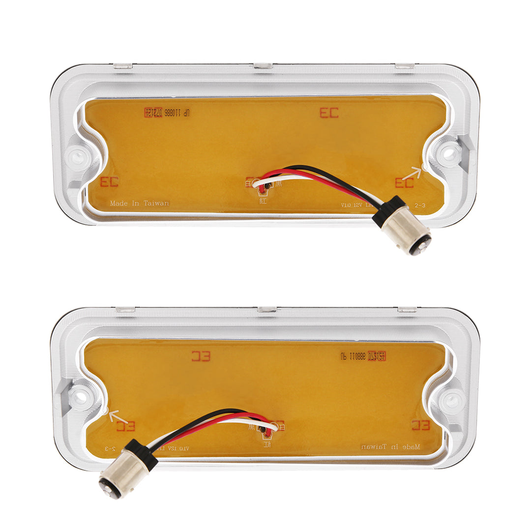 17 Amber LED Front Parking Light Set With SS Trim For 1973-1980 Chevy &amp; GMC Truck-Clear Lens (Pair) - View 6