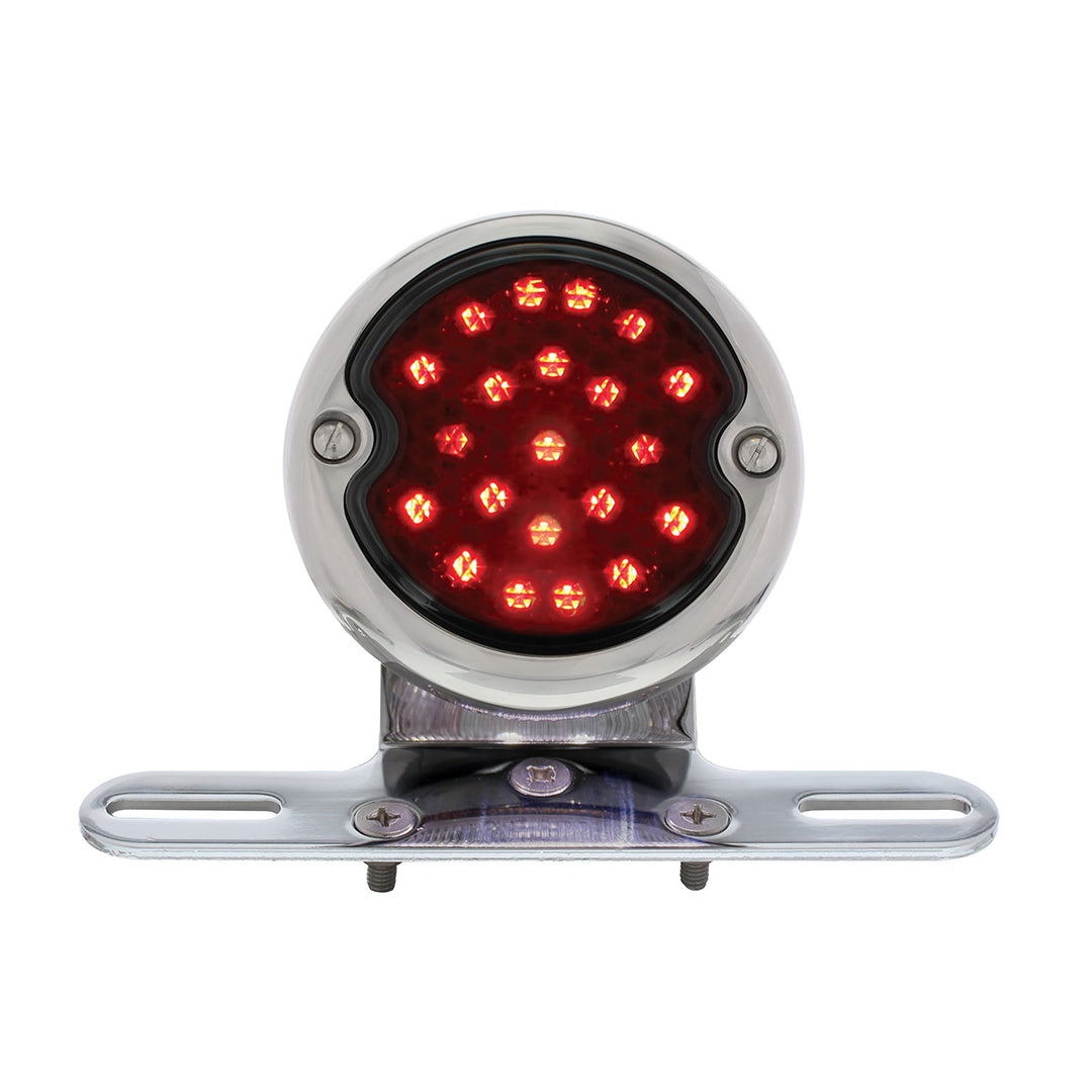 Chrome Motorcycle Rear Fender LP Bracket With 1933-36 Ford Style LED Tail Light - View 1