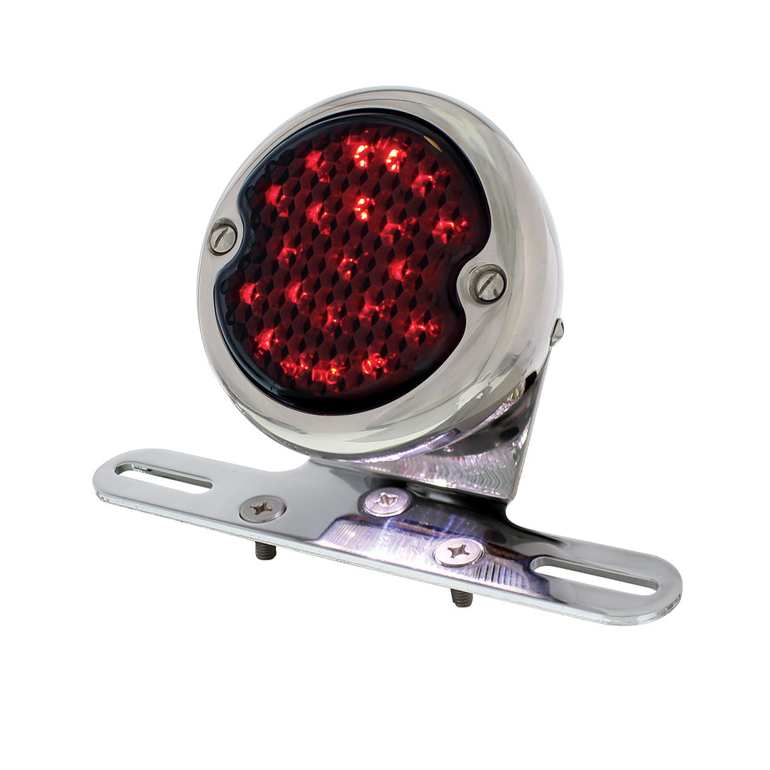 Chrome Motorcycle Rear Fender LP Bracket With 1933-36 Ford Style LED Tail Light - View 3