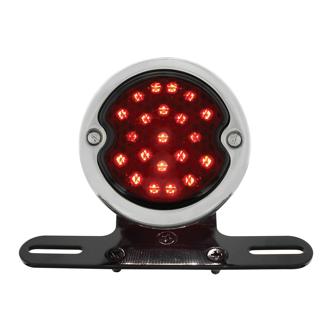 Black Motorcycle Rear Fender LP Bracket With 1933-36 Ford Style LED Tail Light - View 1