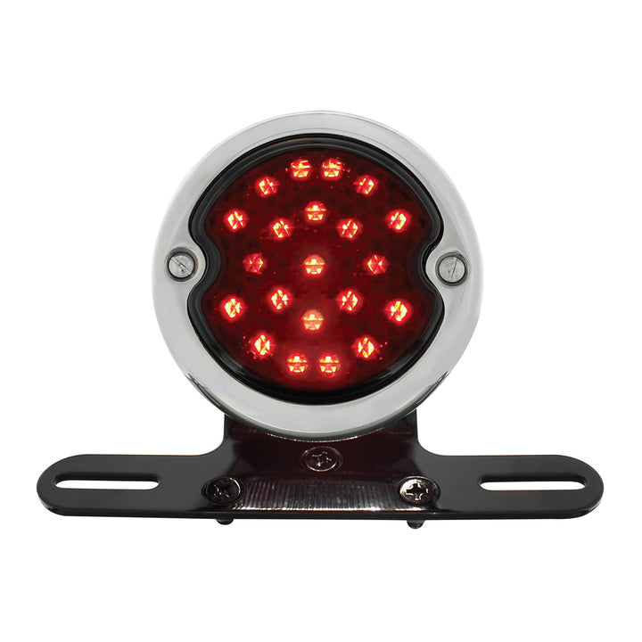 Black Motorcycle Rear Fender LP Bracket With 1933-36 Ford Style LED Tail Light - View 1