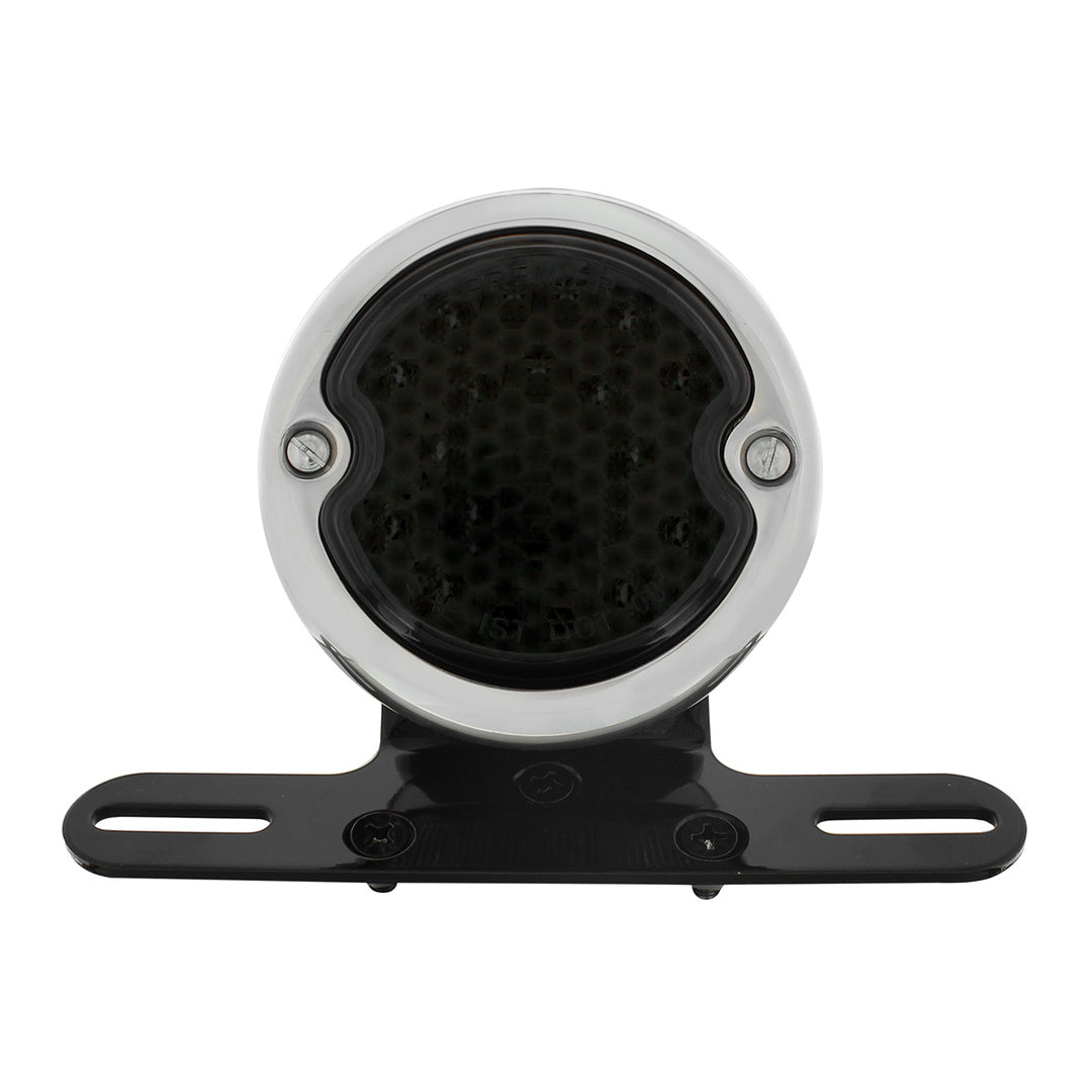 Black Motorcycle Rear Fender LP Bracket With 1933-36 Ford Style LED Tail Light - View 2