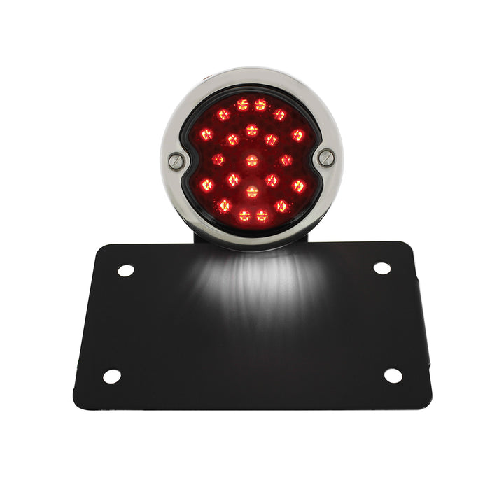 Black Horizontal Side Mount License Bracket For Motorcycle With 1933-36 Ford Style LED Tail Light - View 1