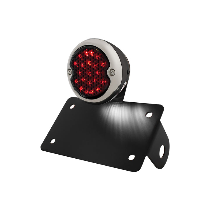 Black Horizontal Side Mount License Bracket For Motorcycle With 1933-36 Ford Style LED Tail Light - View 3