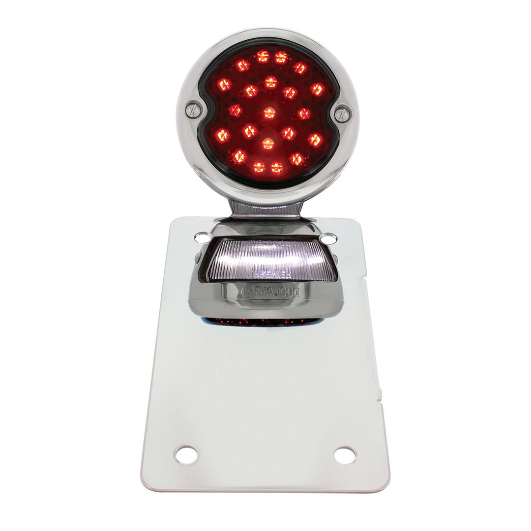 Chrome Vertical Side Mount License Bracket For Motorcycle With 1933-36 Ford Style LED Tail Light - View 1
