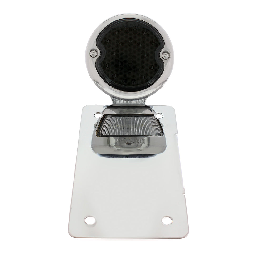 Chrome Vertical Side Mount License Bracket For Motorcycle With 1933-36 Ford Style LED Tail Light - View 2